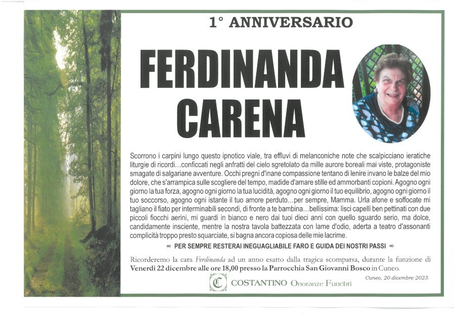 Manifesto di FERDINANDA CARENA