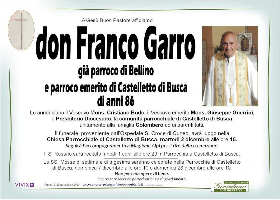 Manifesto di DON FRANCO GARRO