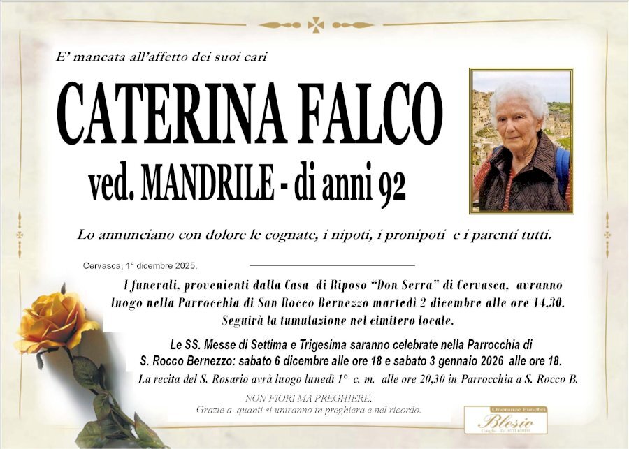 Manifesto di CATERINA FALCO ved. MANDRILE