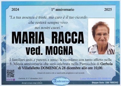 MARIA RACCA ved. MOGNA