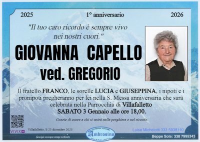 GIOVANNA CAPELLO ved. GREGORIO