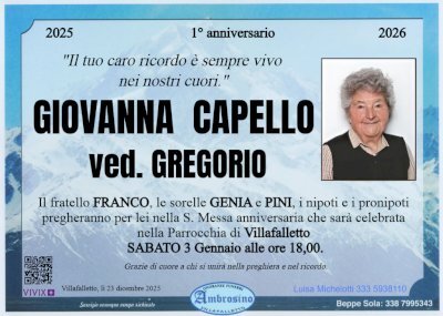 GIOVANNA CAPELLO ved. GREGORIO