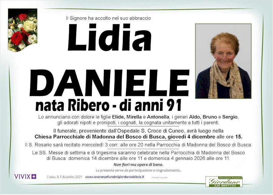 Manifesto di LIDIA RIBERO ved. DANIELE