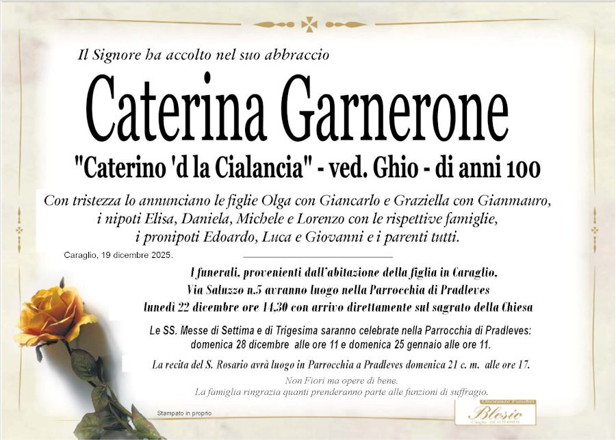 Manifesto di CATERINA GARNERONE "CATERINO 'D LA CIALANCIA"