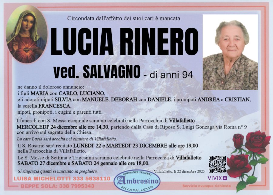 Manifesto di LUCIA RINERO ved. SALVAGNO