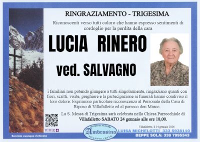 LUCIA RINERO ved. SALVAGNO