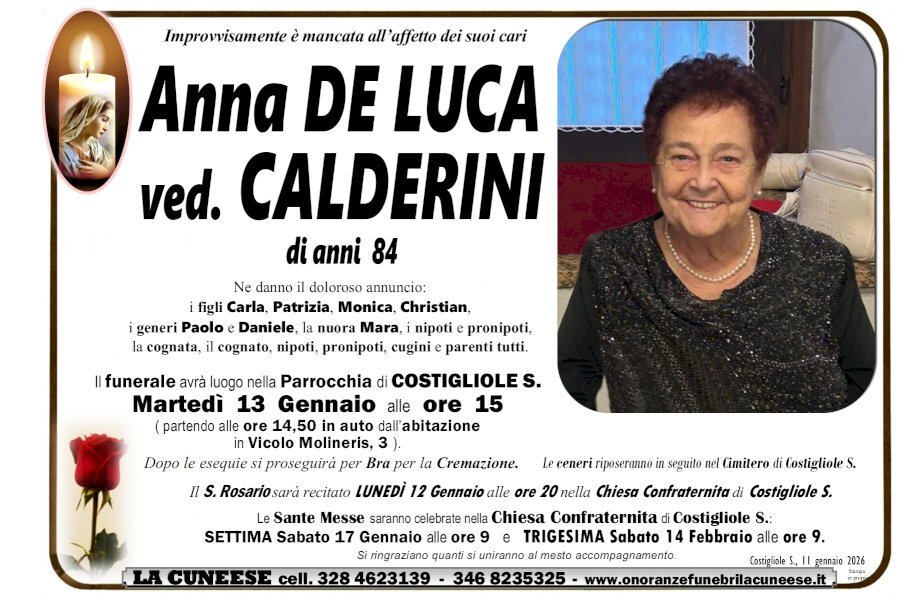 Manifesto di ANNA DE LUCA ved. CALDERINI