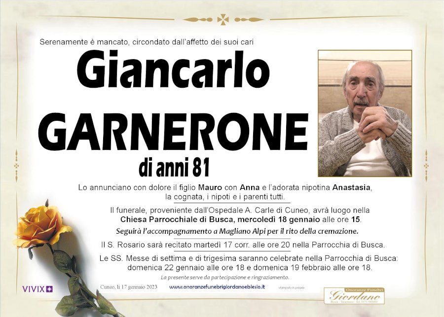 Manifesto di GIANCARLO GARNERONE