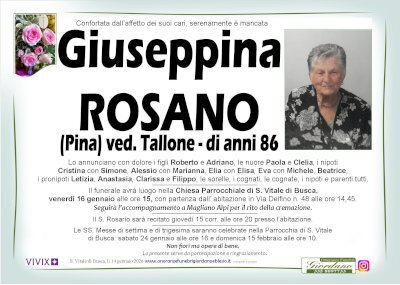 GIUSEPPINA ROSANO "PINA" ved. TALLONE