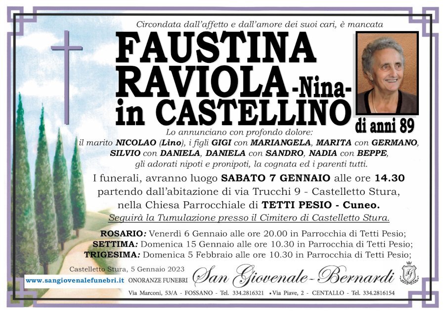 Manifesto di FAUSTINA RAVIOLA in CASTELLINO