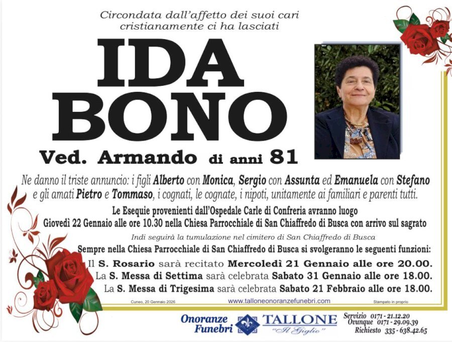 Manifesto di IDA BONO ved. ARMANDO