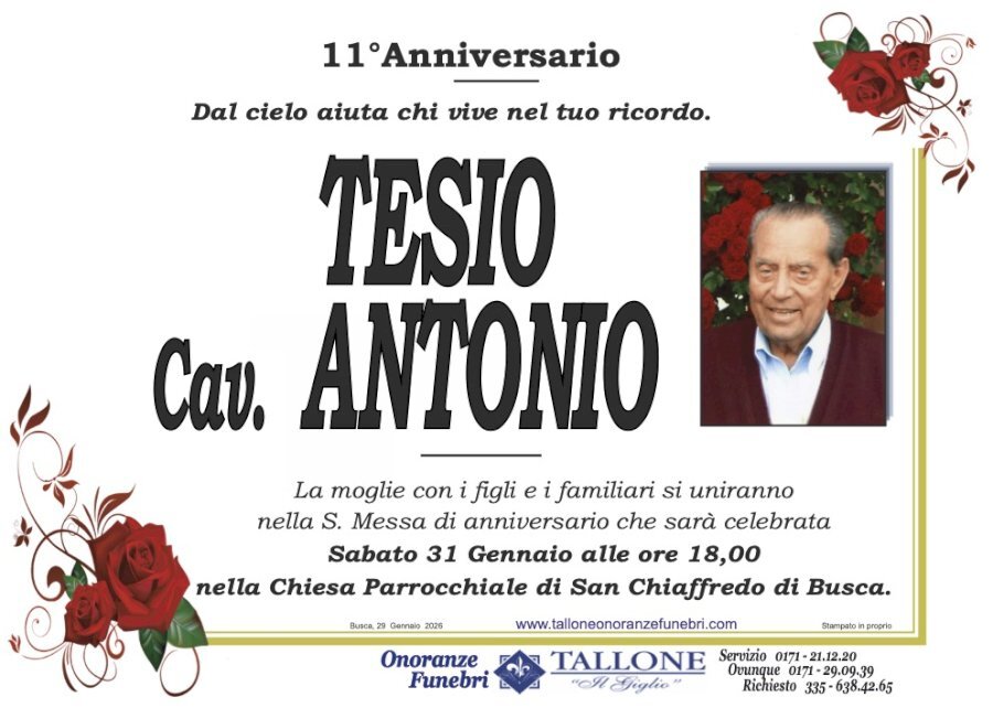 Manifesto di CAV. ANTONIO TESIO