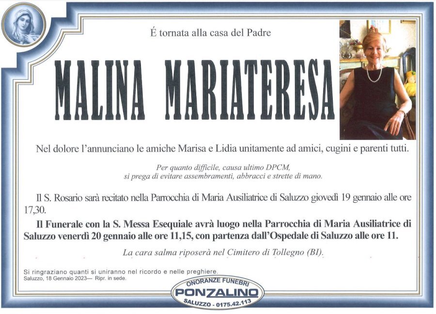 Manifesto di MARIA TERESA MALINA