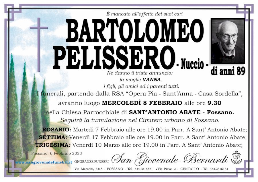 Manifesto di BARTOLOMEO PELISSERO 