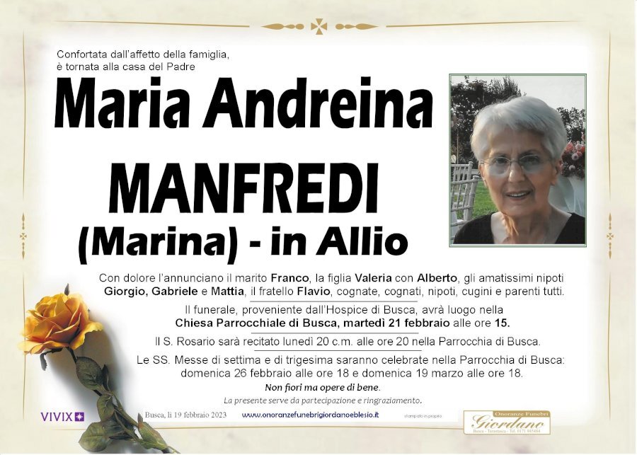 Manifesto di MARIA ANDREINA MANFREDI 
