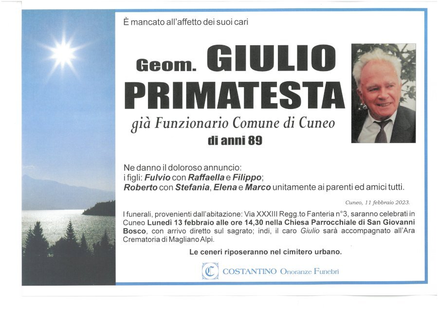 Manifesto di GEOM. GIULIO PRIMATESTA 