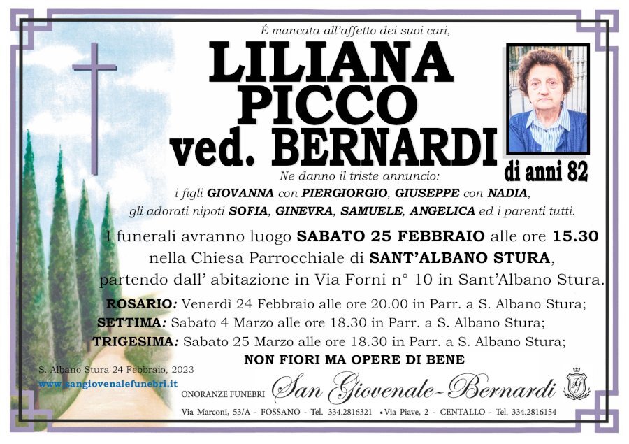 Manifesto di LILIANA PICCO ved. BERNARDI