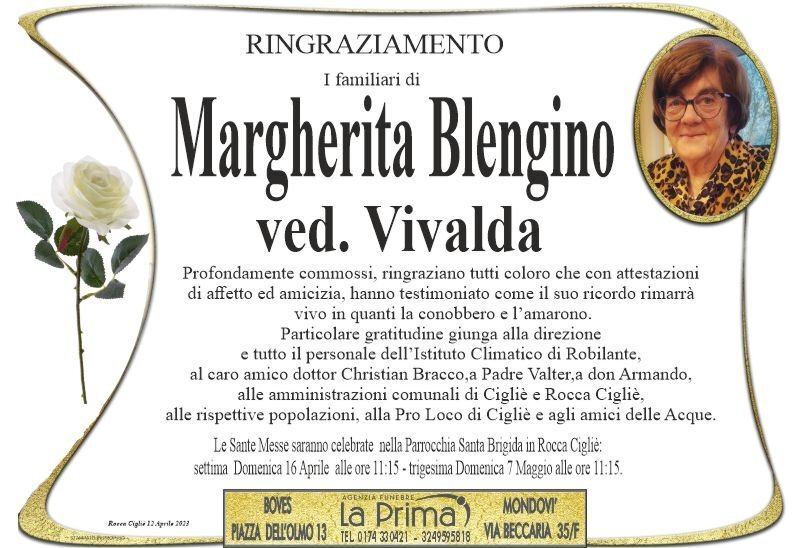 Manifesto di MARGHERITA BLENGINO ved. VIVALDA