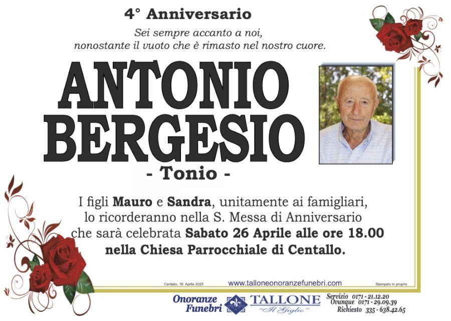 Manifesto di ANTONIO BERGESIO "-TONI-" Manifesto di ANTONIO BERGESIO "-TONI-"