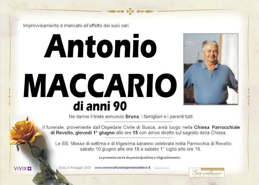Manifesto di ANTONIO MACCARIO