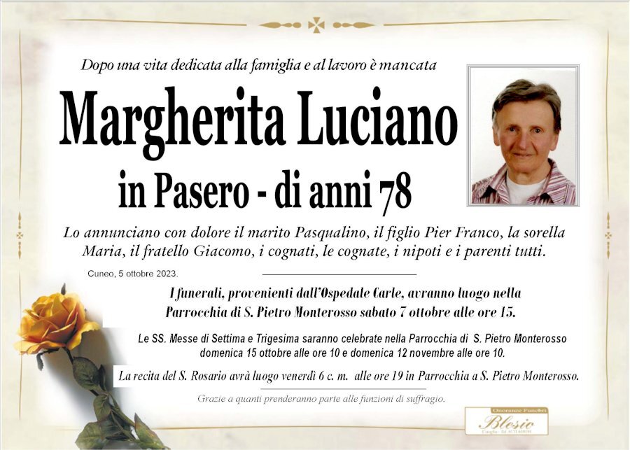 Manifesto di MARGHERITA LUCIANO in PASERO