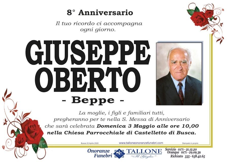 Manifesto di GIUSEPPE OBERTO "-BEPPE-"