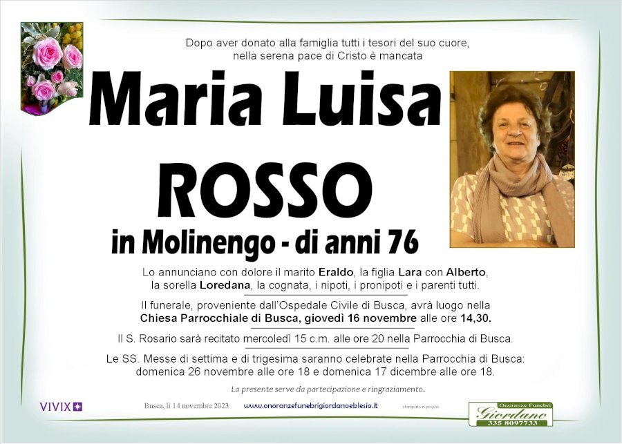 Manifesto di MARIA LUISA ROSSO in MOLINENGO