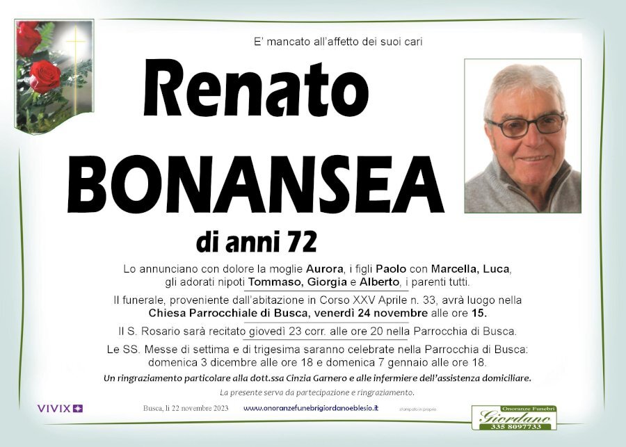 Manifesto di RENATO BONANSEA