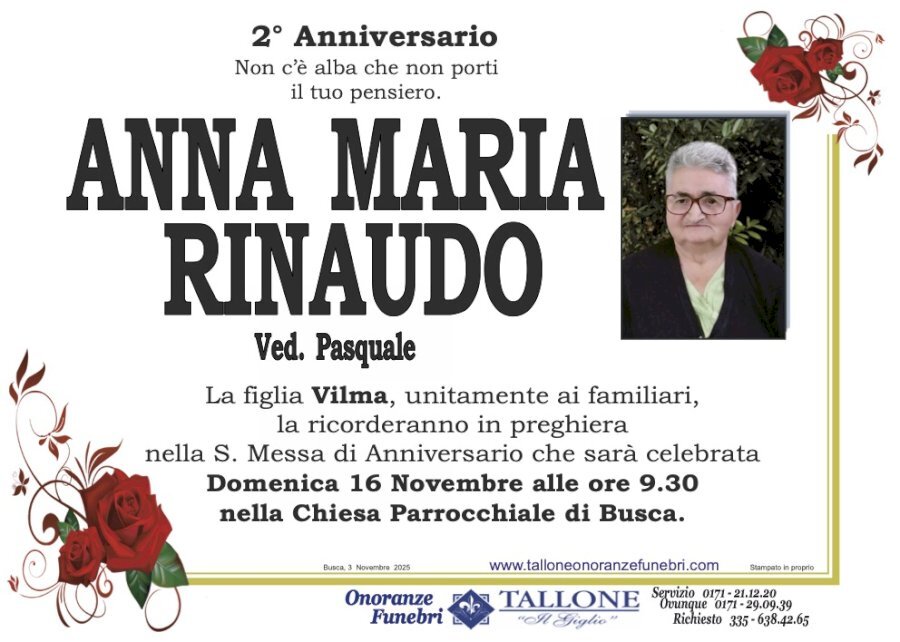 Manifesto di ANNA MARIA RINAUDO ved. PASQUALE