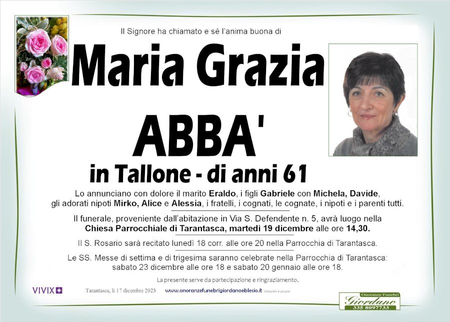 Manifesto di MARIA GRAZIA ABBA' in TALLONE
