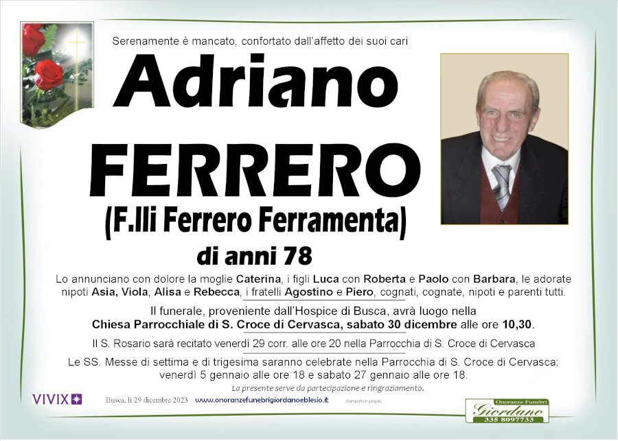Manifesto di ADRIANO FERRERO