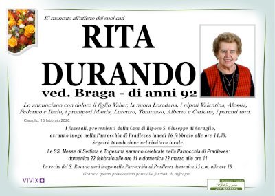 RITA DURANDO ved. BRAGA
