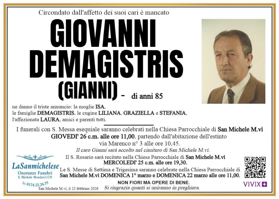 Manifesto di GIOVANNI DEMAGISTRIS "GIANNI"