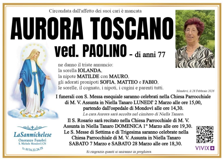Manifesto di AURORA TOSCANO ved. PAOLINO