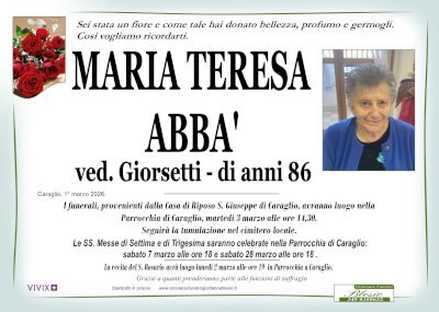 MARIA TERESA ABBA' ved. GIORSETTI