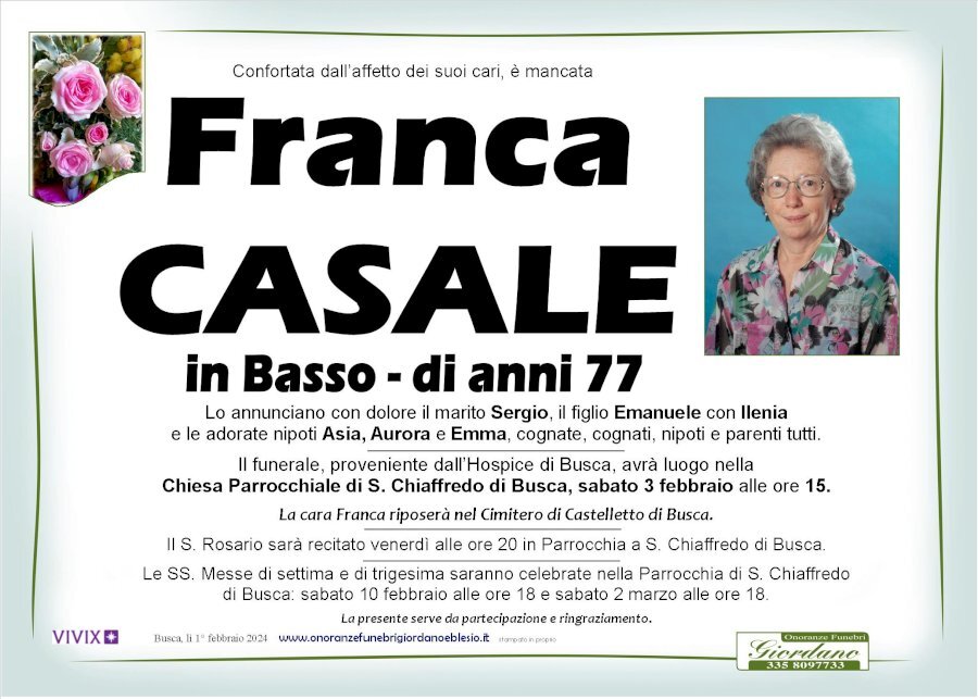 Manifesto di FRANCA CASALE in BASSO
