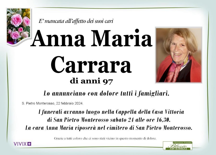 Manifesto di ANNA MARIA CARRARA
