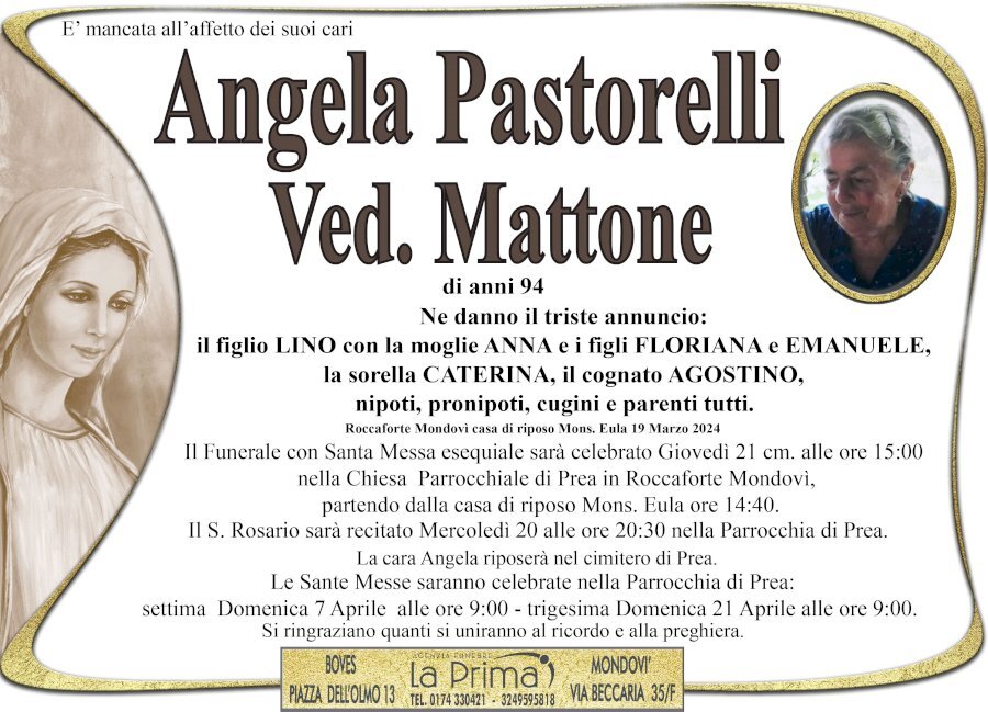 Manifesto di ANGELA PASTORELLI ved. MATTONE