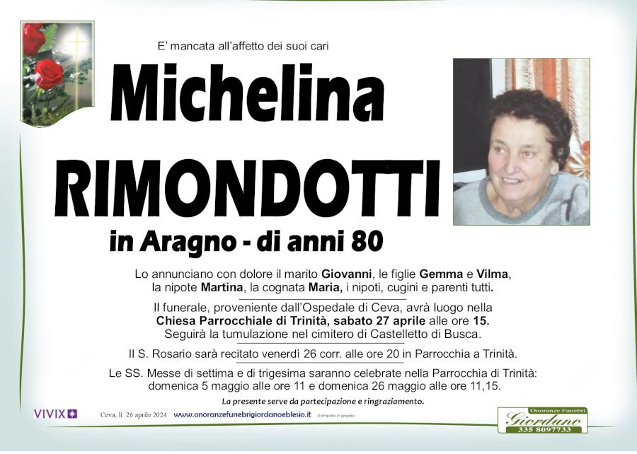 Manifesto di MICHELINA RIMONDOTTI in ARAGNO