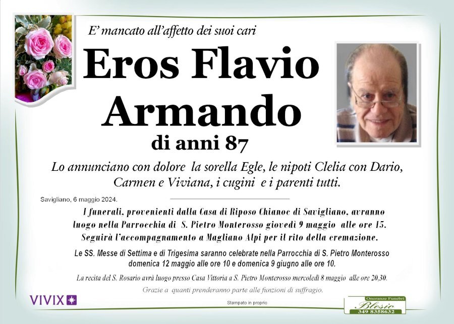 Manifesto di EROS FLAVIO ARMANDO