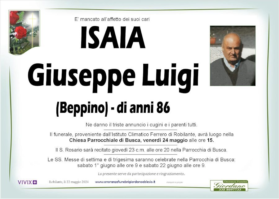 Manifesto di ISAIA GIUSEPPE LUIGI 