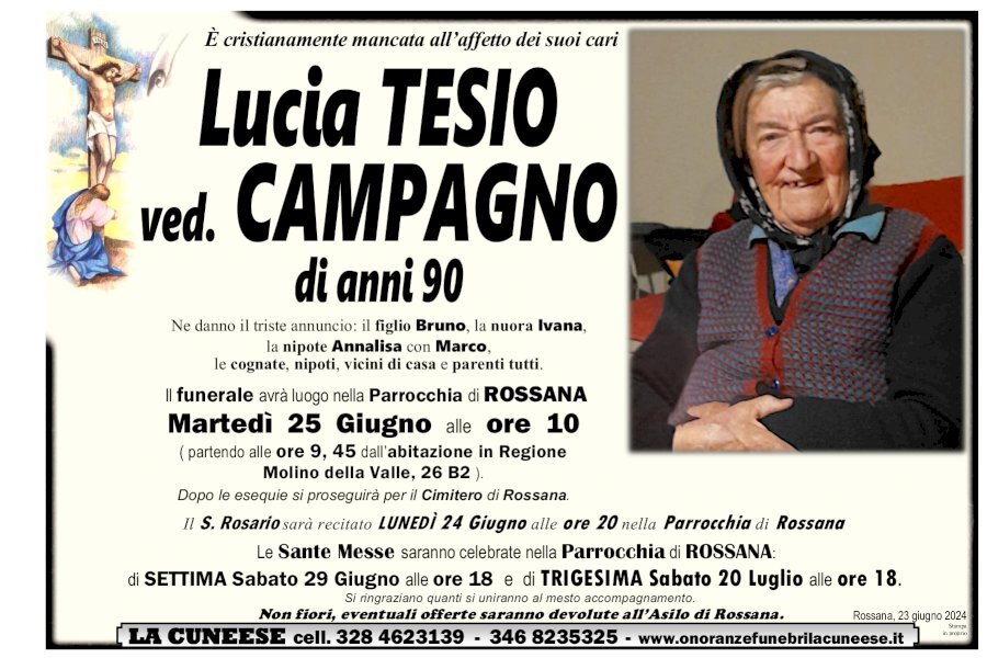 Manifesto di TESIO LUCIA ved. CAMPAGNO