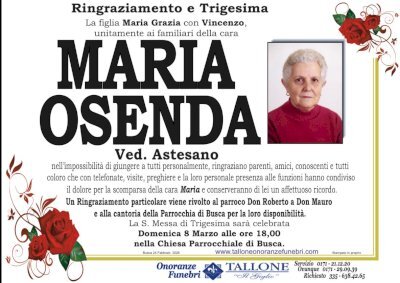 MARIA OSENDA ved. ASTESANO
