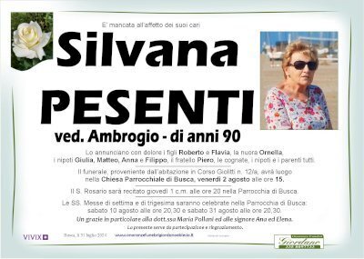 Manifesto di SILVANA PESENTI ved. AMBROGIO