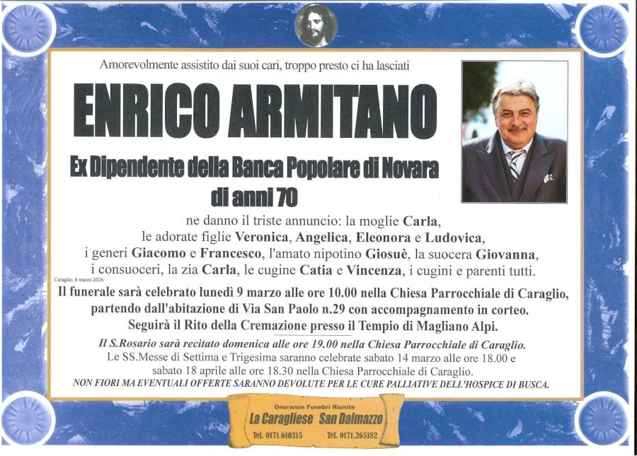 Manifesto di ENRICO ARMITANO EX DIPENDENTE DELLA BANCA POPOLARE DI NOVARA