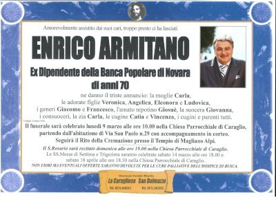 ENRICO ARMITANO EX DIPENDENTE DELLA BANCA POPOLARE DI NOVARA