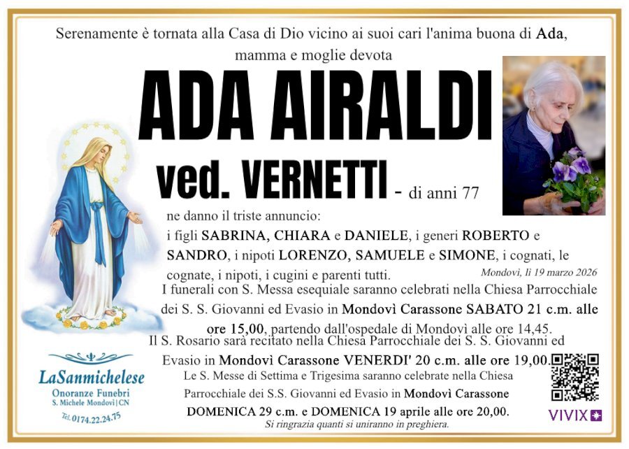 Manifesto di ADA AIRALDI ved. VERNETTI