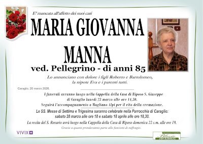 MARIA GIOVANNA MANNA ved. PELLEGRINO