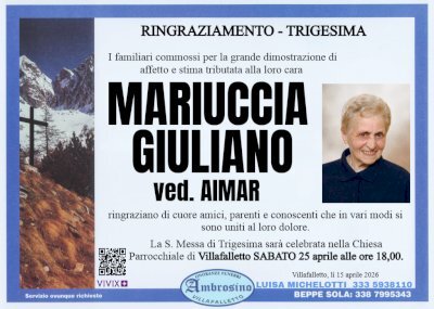 MARIA MADDALENA GIULIANO ved. AIMAR