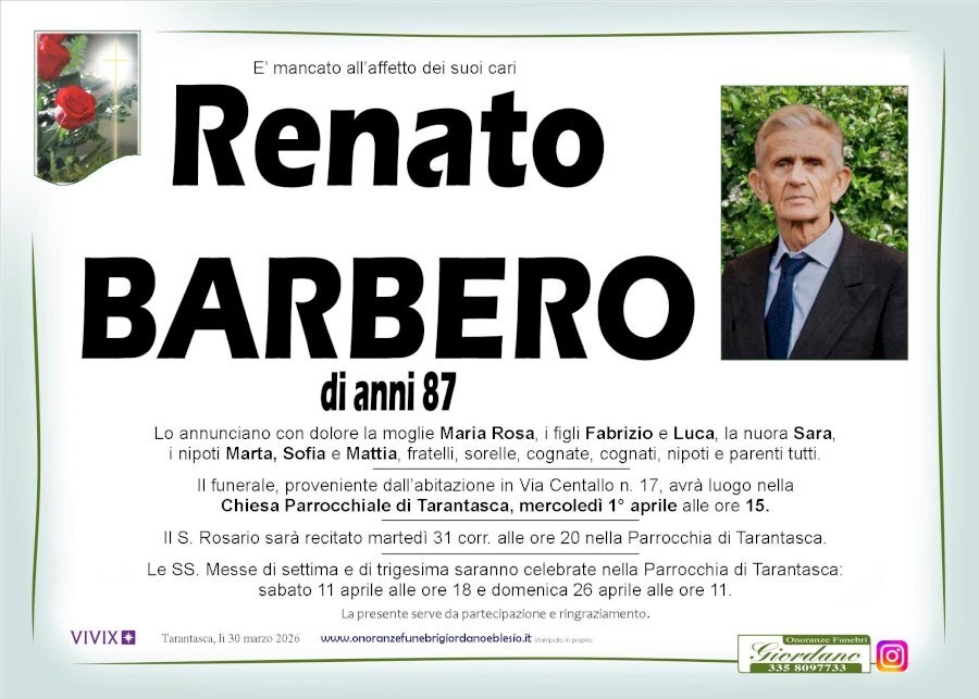 Manifesto di RENATO BARBERO